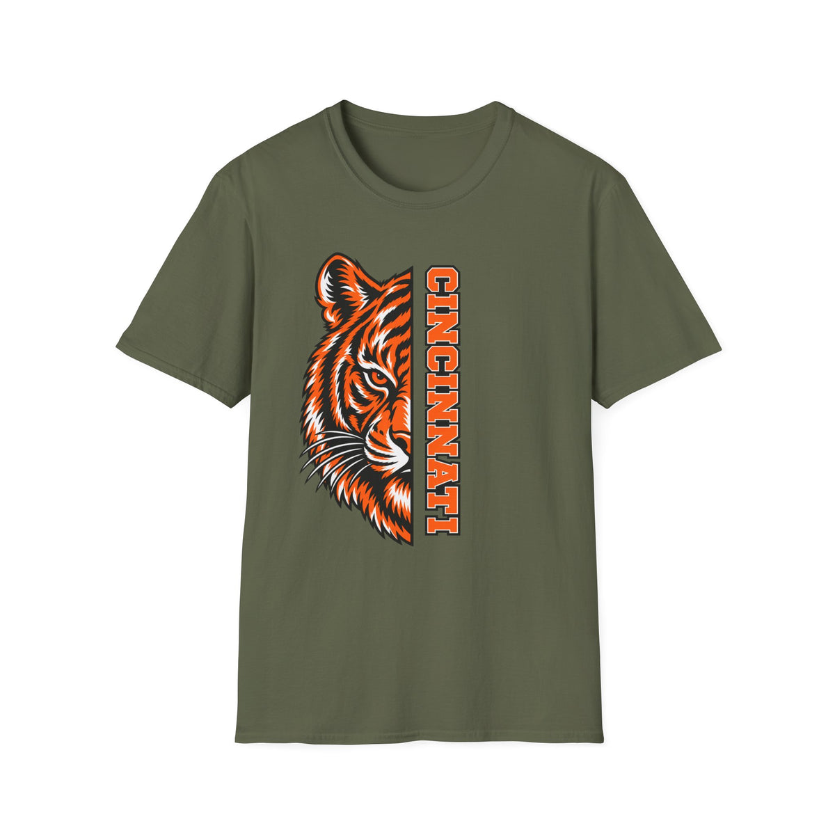 Cincinnati Tiger Head Vertical Graphic T-Shirt