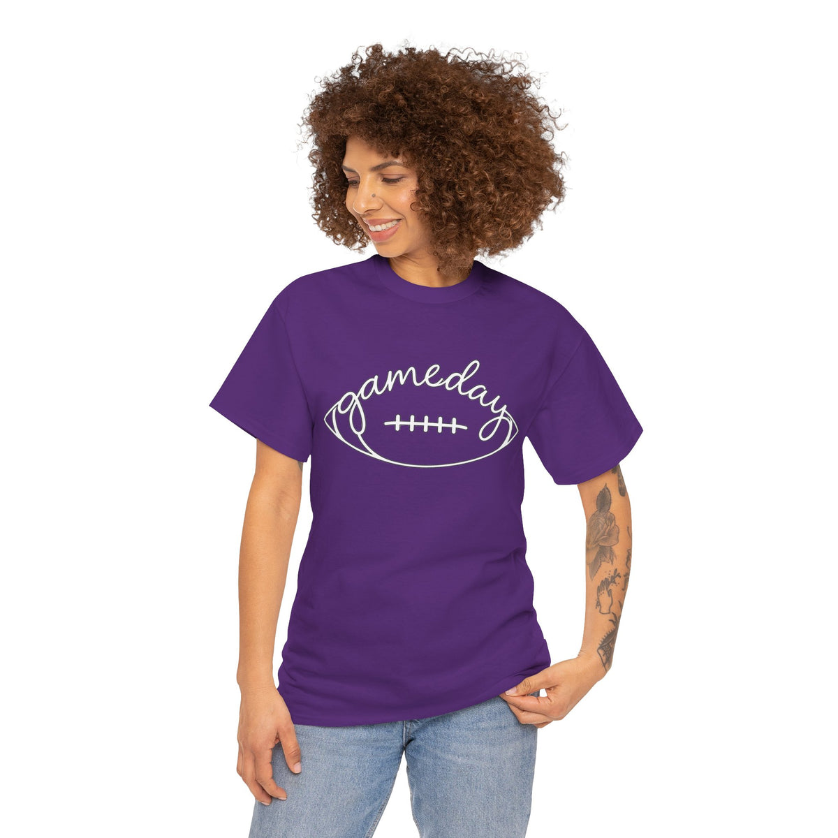 Gameday Football Tee — 'gameday' Script Football Graphic T-Shirt