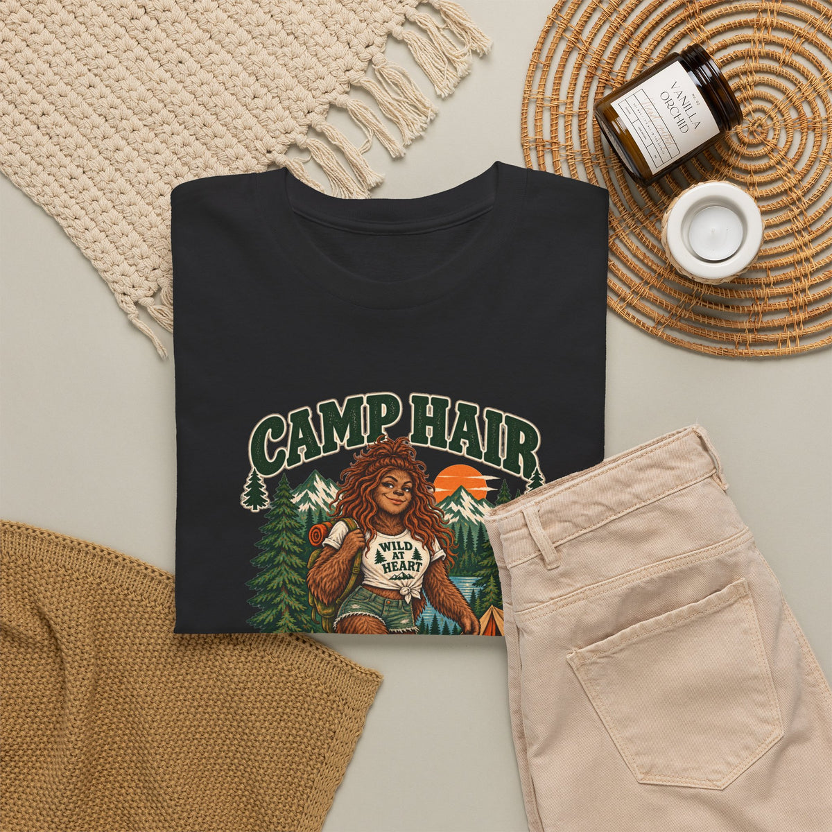 Camp Hair Don't Care T-Shirt — Retro Camping Graphic Tee
