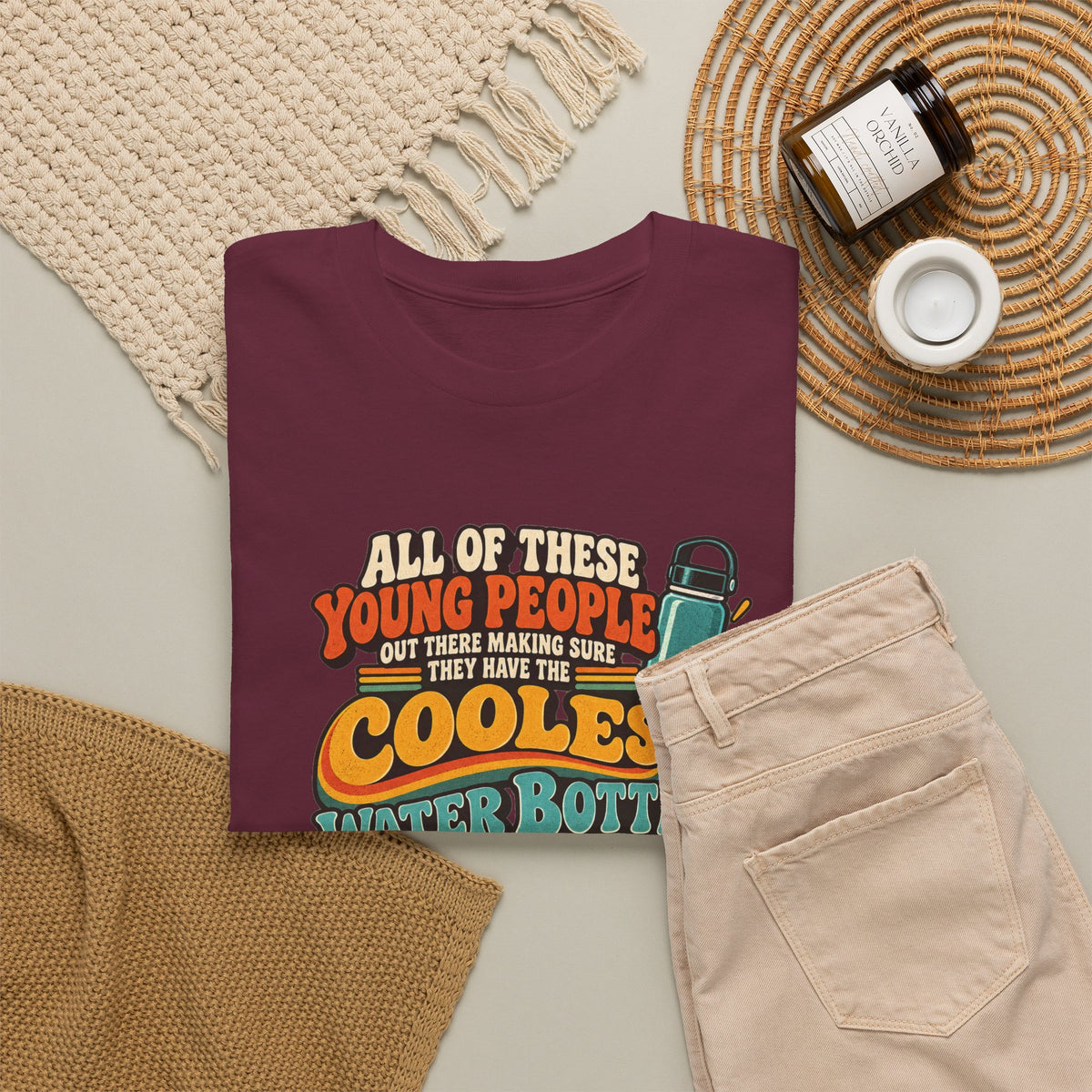 Retro 70s-80s Funny Water Bottle Tee — "Coolest Water Bottle" Graphic T-Shirt