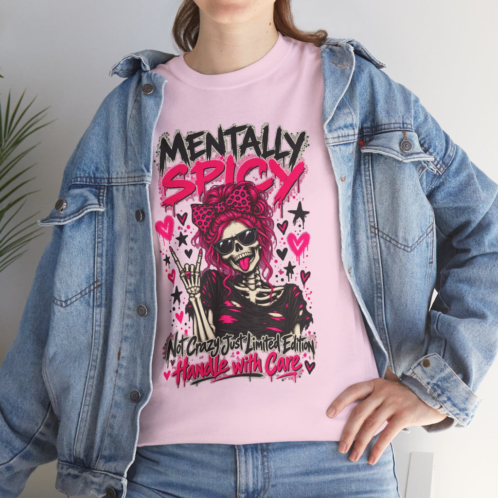 Mentally Spicy Skeleton Graphic T-Shirt