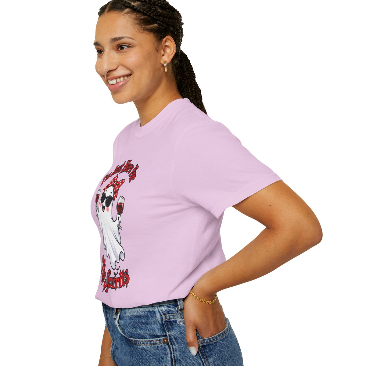 Wine Ghost T-Shirt — "I'm Just Here For The Spirits" Halloween Tee