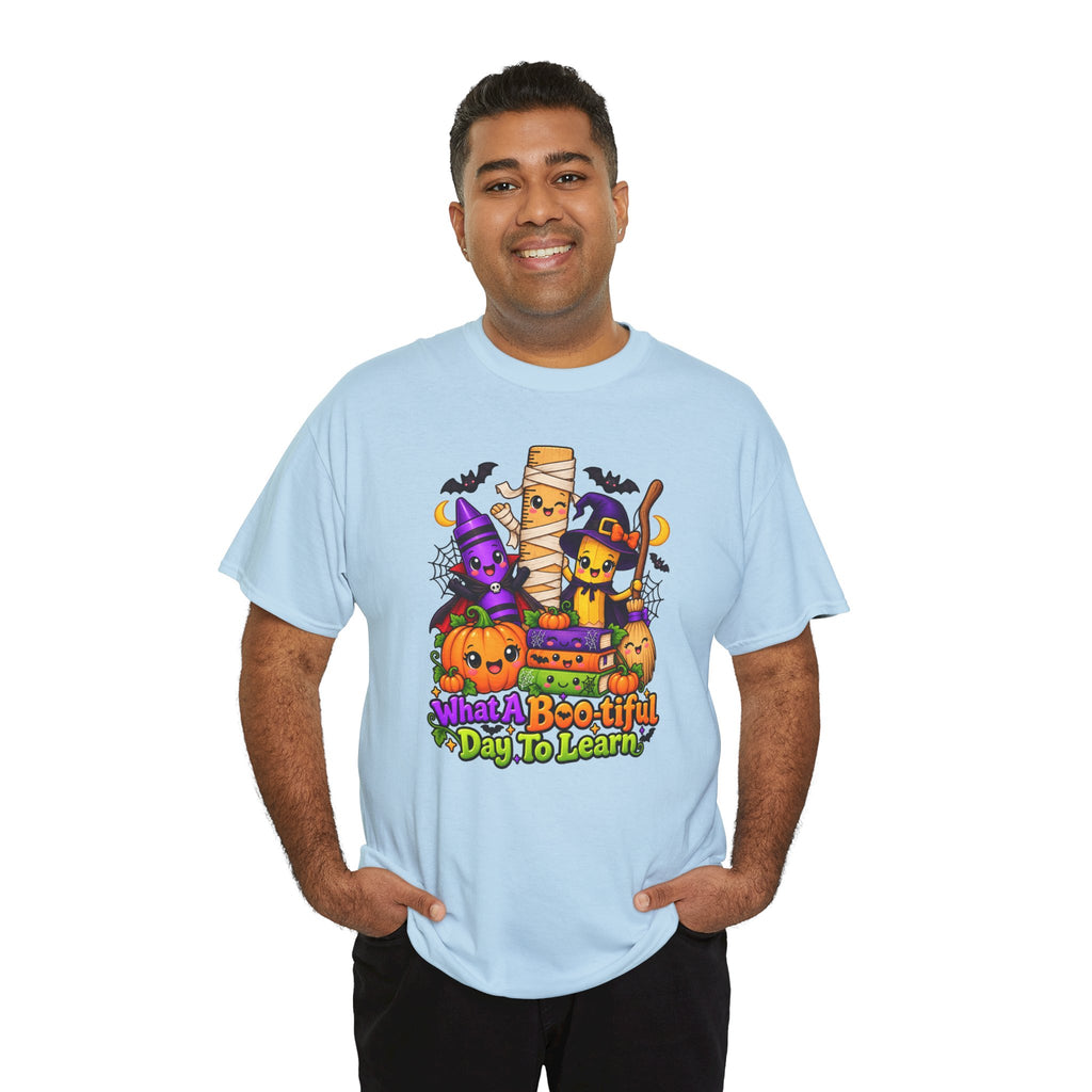 Halloween Teacher Tee — "What A Boo-tiful Day To Learn" Kids' Classroom Shirt