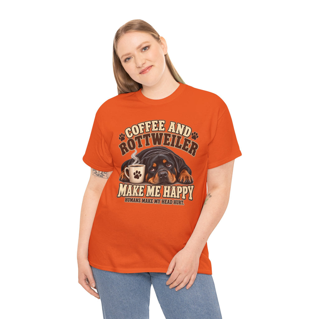 Coffee and Rottweiler Tee — "Coffee and Rottweiler Make Me Happy" Dog Lover Shirt