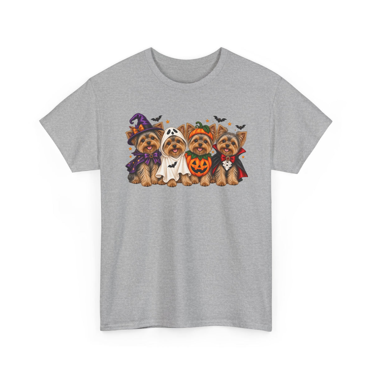 Halloween Yorkie T-Shirt — Cute Yorkies in Costumes (Pumpkin, Ghost, Witch, Vampire)