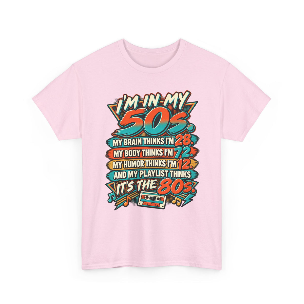 Retro 50s Birthday T‑Shirt — "I'm in My 50s" 80s Playlist Cassette Tee