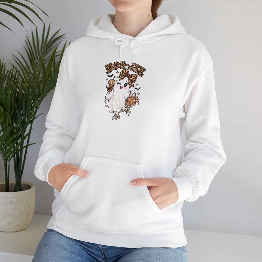 Leopard Bow Ghost Hoodie — Cute Halloween Pumpkin Sweatshirt