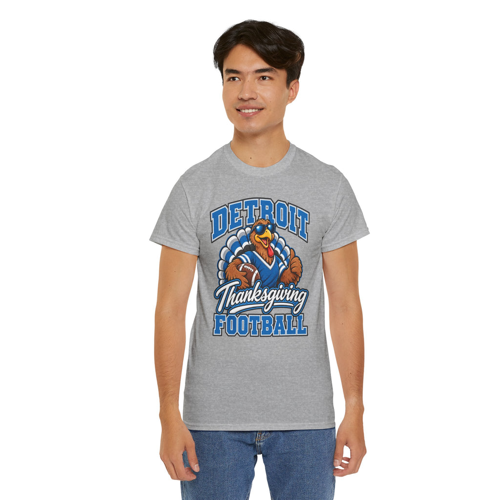Detroit Thanksgiving Football Tee — Turkey Mascot Game Day Shirt