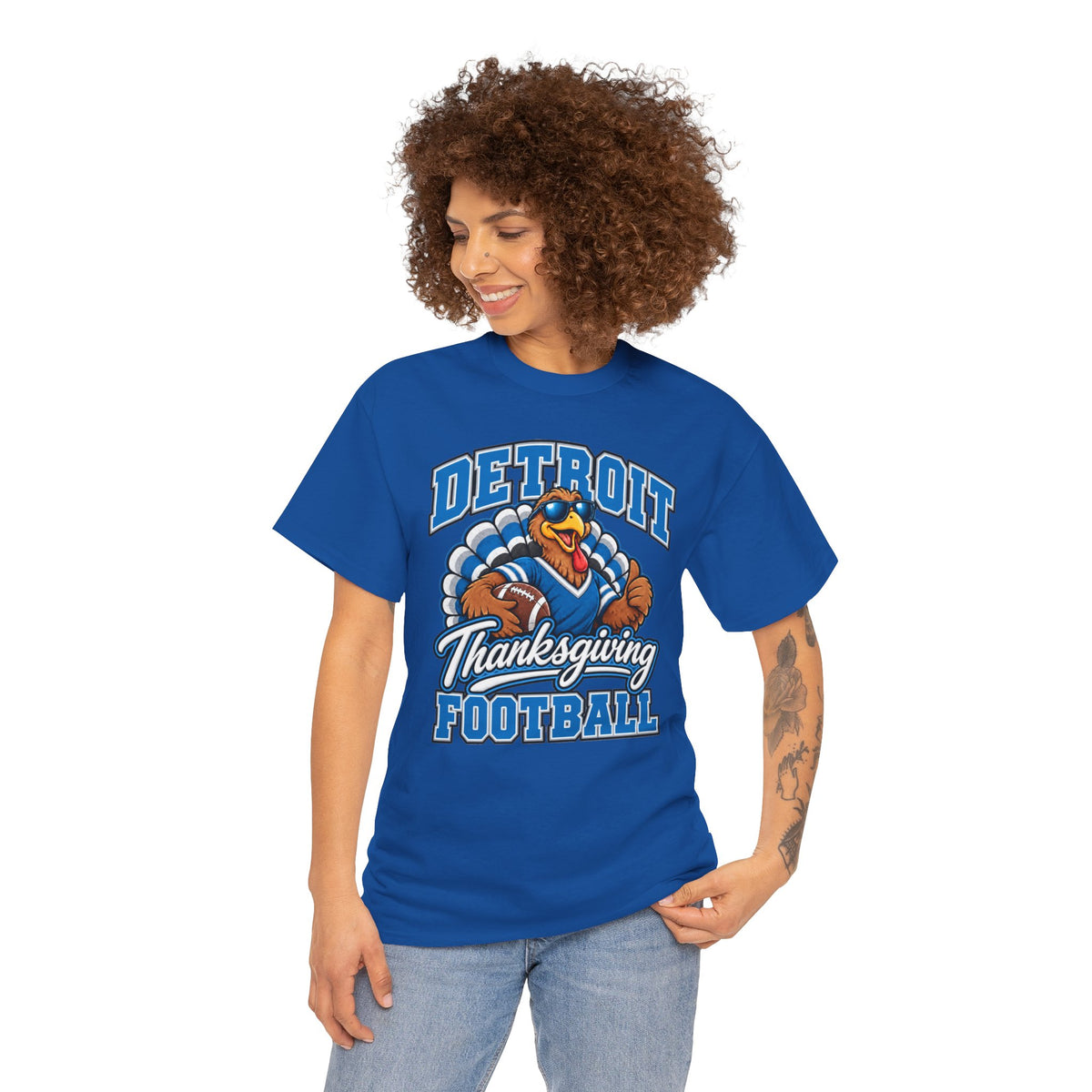 Detroit Thanksgiving Football Tee — Turkey Mascot Game Day Shirt