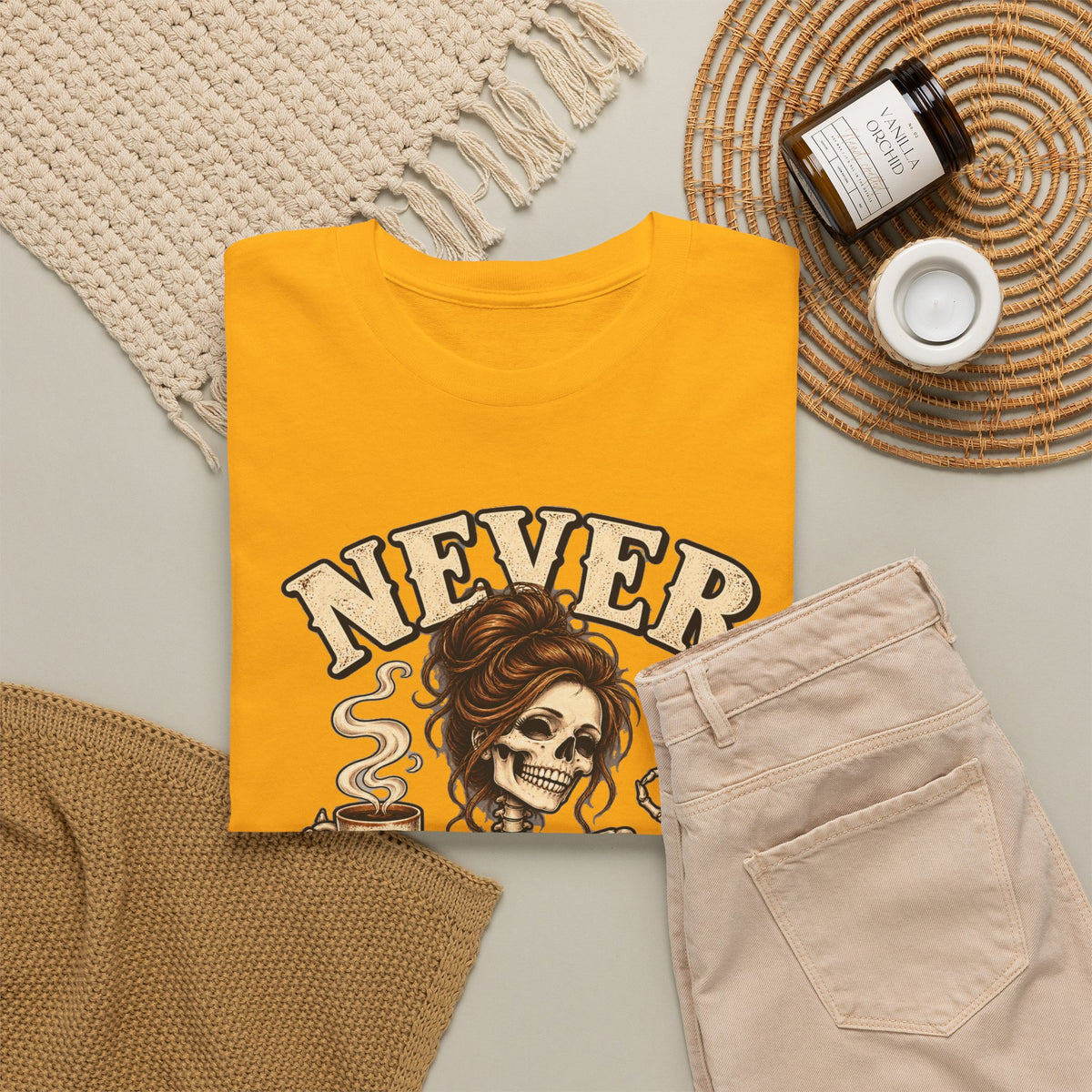 Never Better Skeleton Coffee Graphic Tee