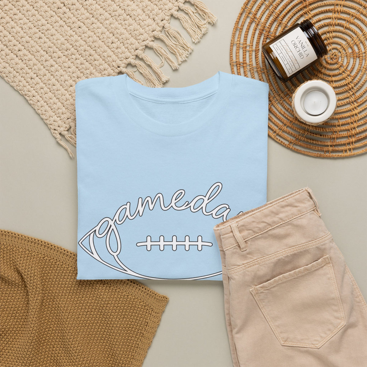 Gameday Football Tee — 'gameday' Script Football Graphic T-Shirt