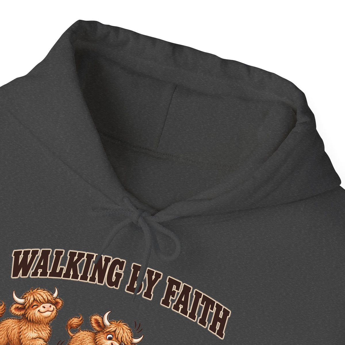 Walking by Faith Christian Highland Cow Hoodie