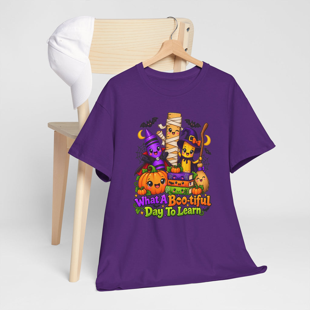 Halloween Teacher Tee — "What A Boo-tiful Day To Learn" Kids' Classroom Shirt
