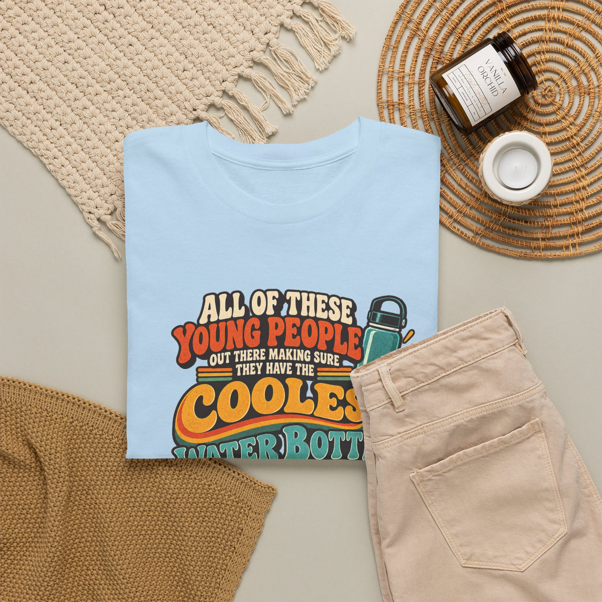 Retro 70s-80s Funny Water Bottle Tee — "Coolest Water Bottle" Graphic T-Shirt