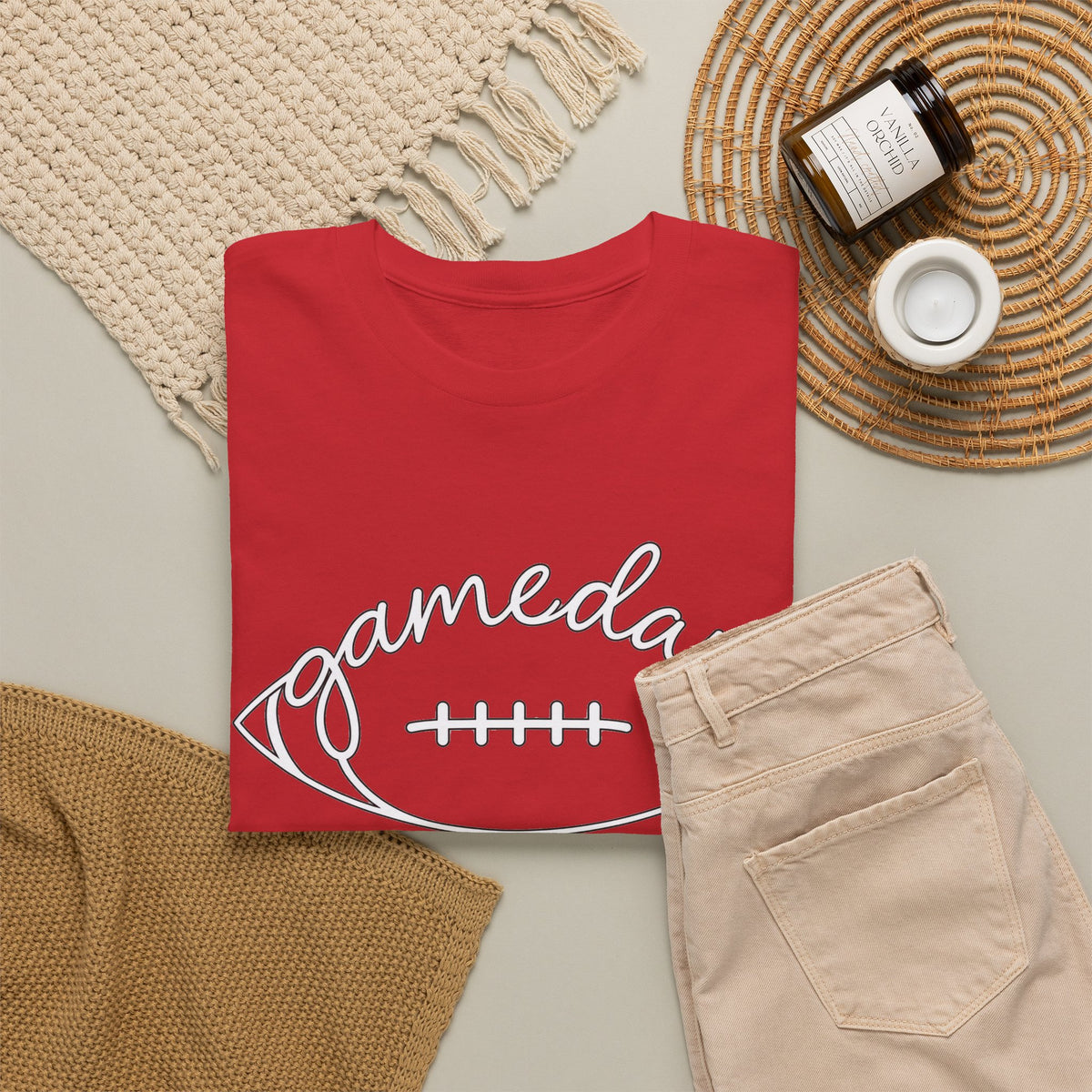 Gameday Football Tee — 'gameday' Script Football Graphic T-Shirt