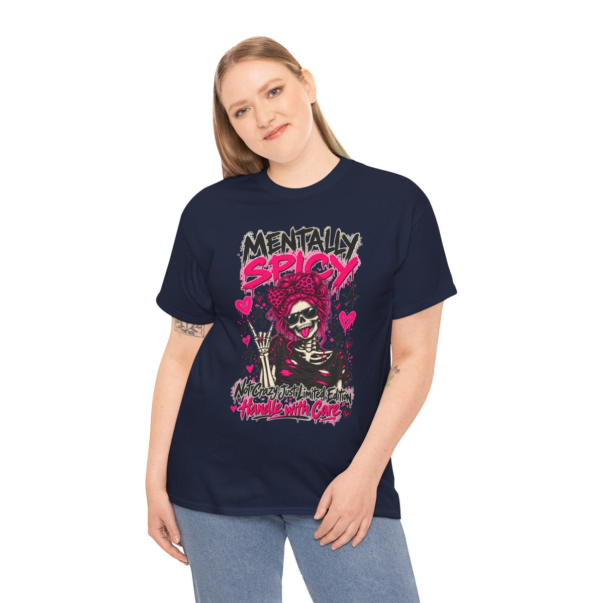 Mentally Spicy Skeleton Graphic T-Shirt