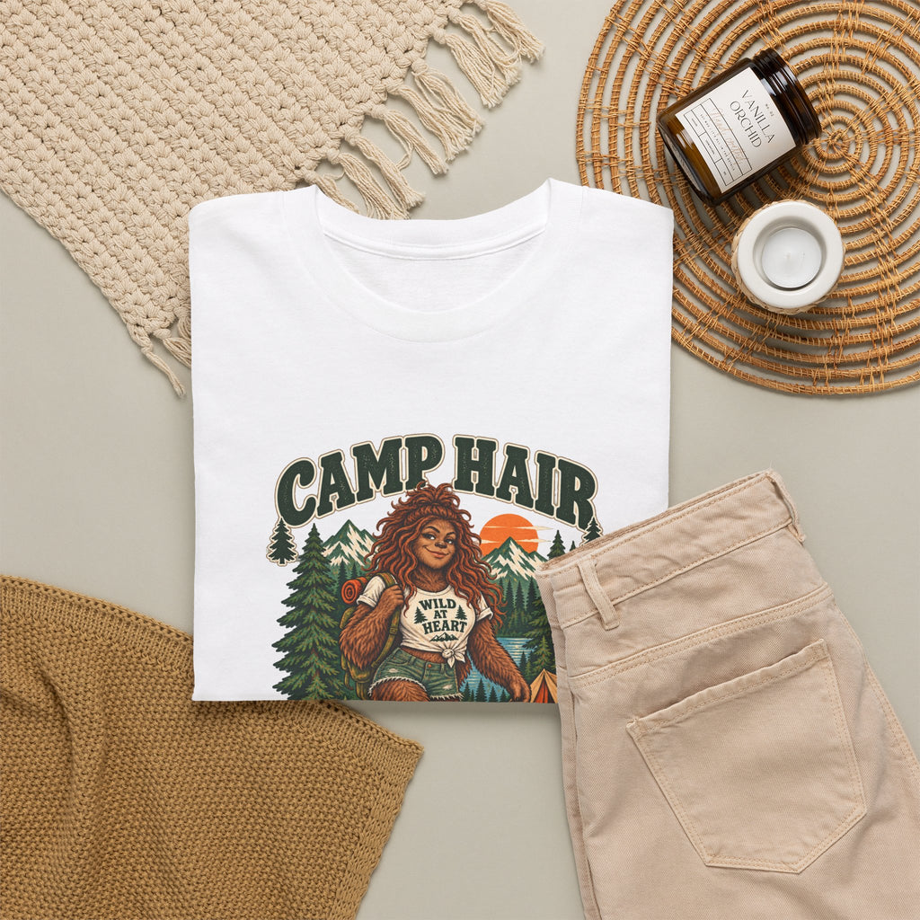 Camp Hair Don't Care T-Shirt — Retro Camping Graphic Tee
