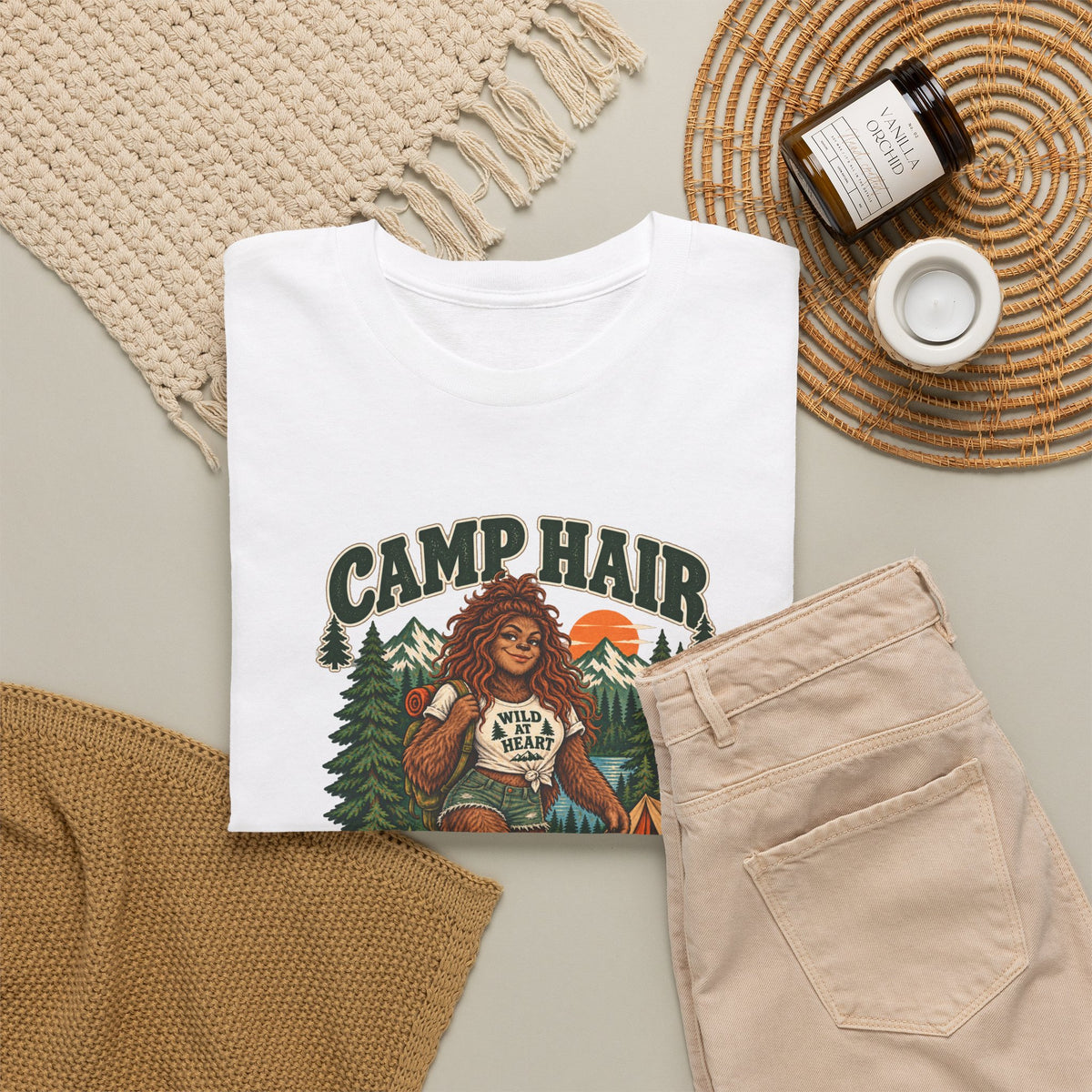 Camp Hair Don't Care T-Shirt — Retro Camping Graphic Tee