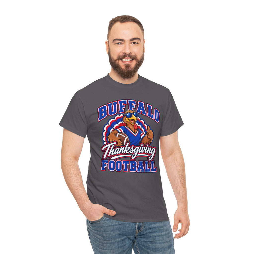 Buffalo Thanksgiving Football T-Shirt — Turkey Mascot Game Day Tee