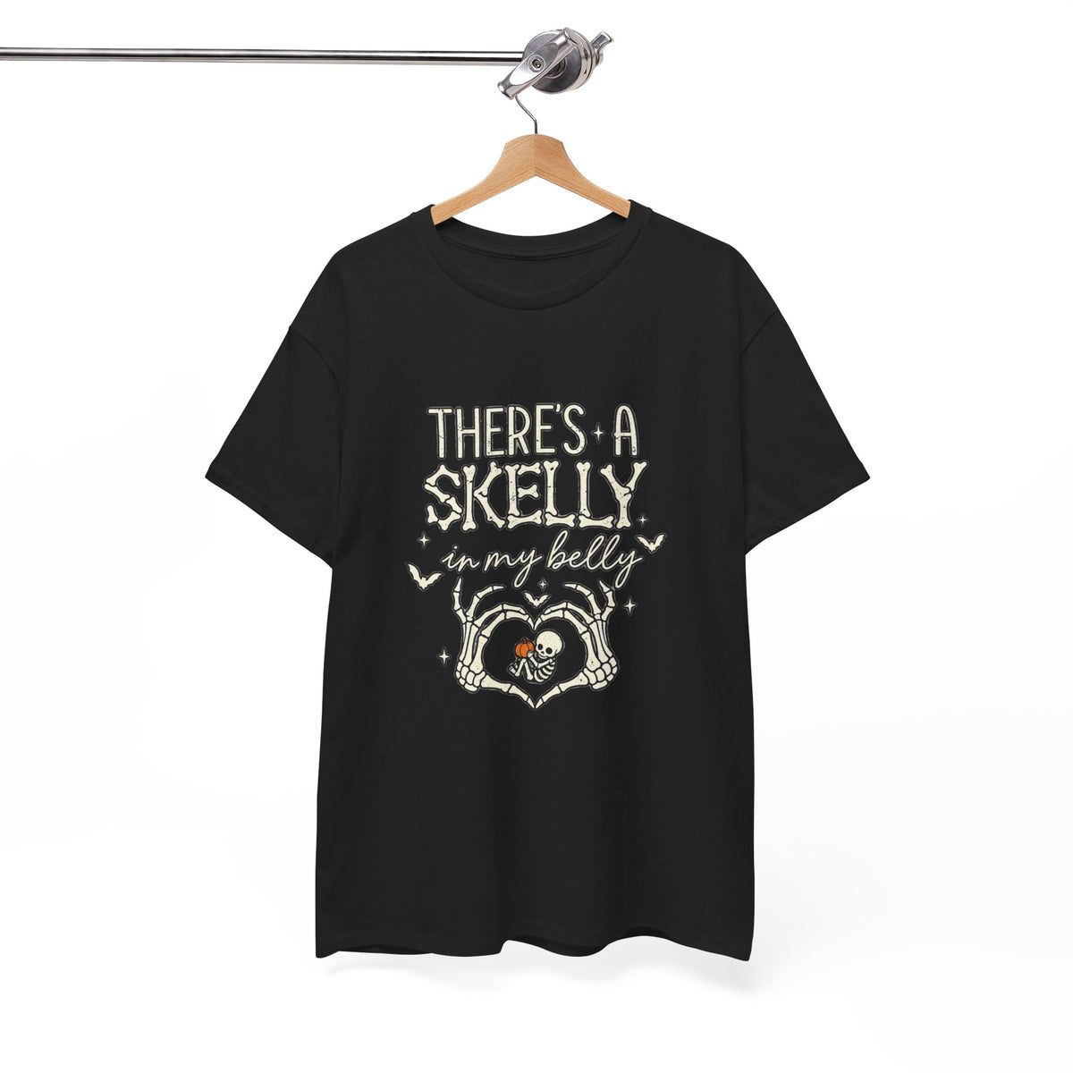 Skeleton Heart T‑Shirt — "There's a Skelly in My Belly" Cute Halloween Tee