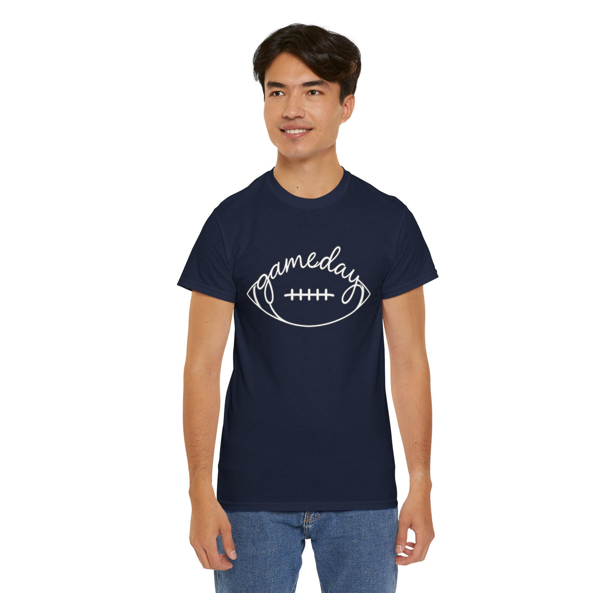 Gameday Football Tee — 'gameday' Script Football Graphic T-Shirt