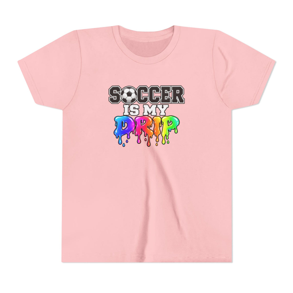 Youth Tee — "Soccer Is My Drip" Colorful Drip Soccer Graphic