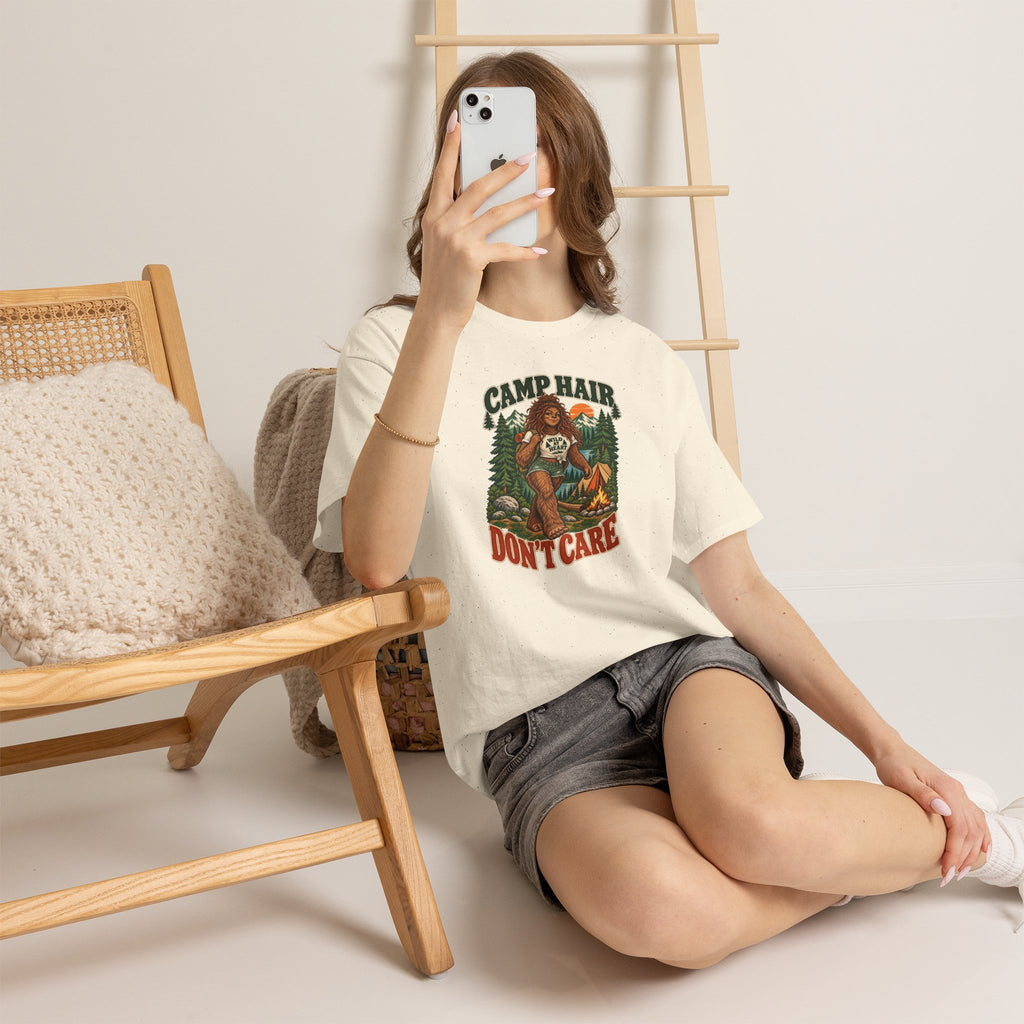 Camp Hair Don't Care T-Shirt — Retro Camping Graphic Tee
