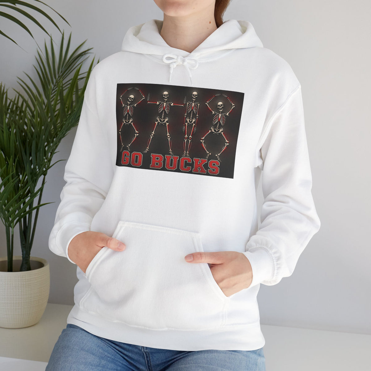 Go Bucks Hoodie — Vintage Red Deer Antlers Graphic Hooded Sweatshirt