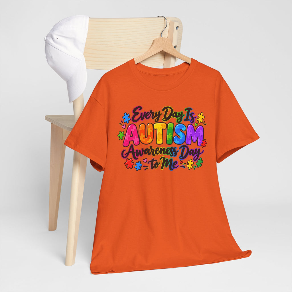Autism Awareness T-Shirt — "Every Day Is Autism Awareness Day to Me" Colorful Puzzle Tee