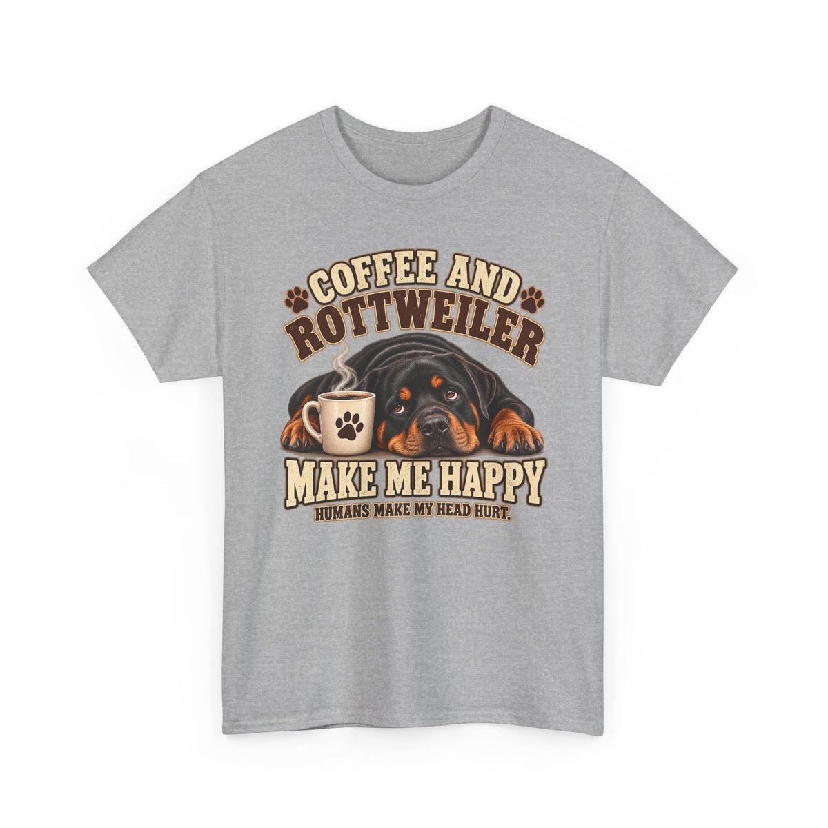 Coffee and Rottweiler Tee — "Coffee and Rottweiler Make Me Happy" Dog Lover Shirt