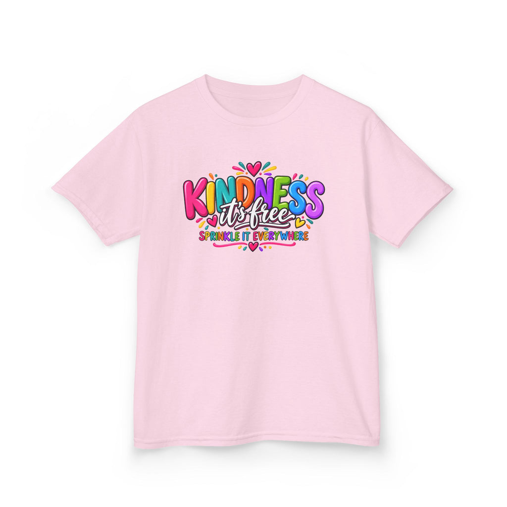 Kids Tee — "Kindness Is Free" Colorful Rainbow Graphic