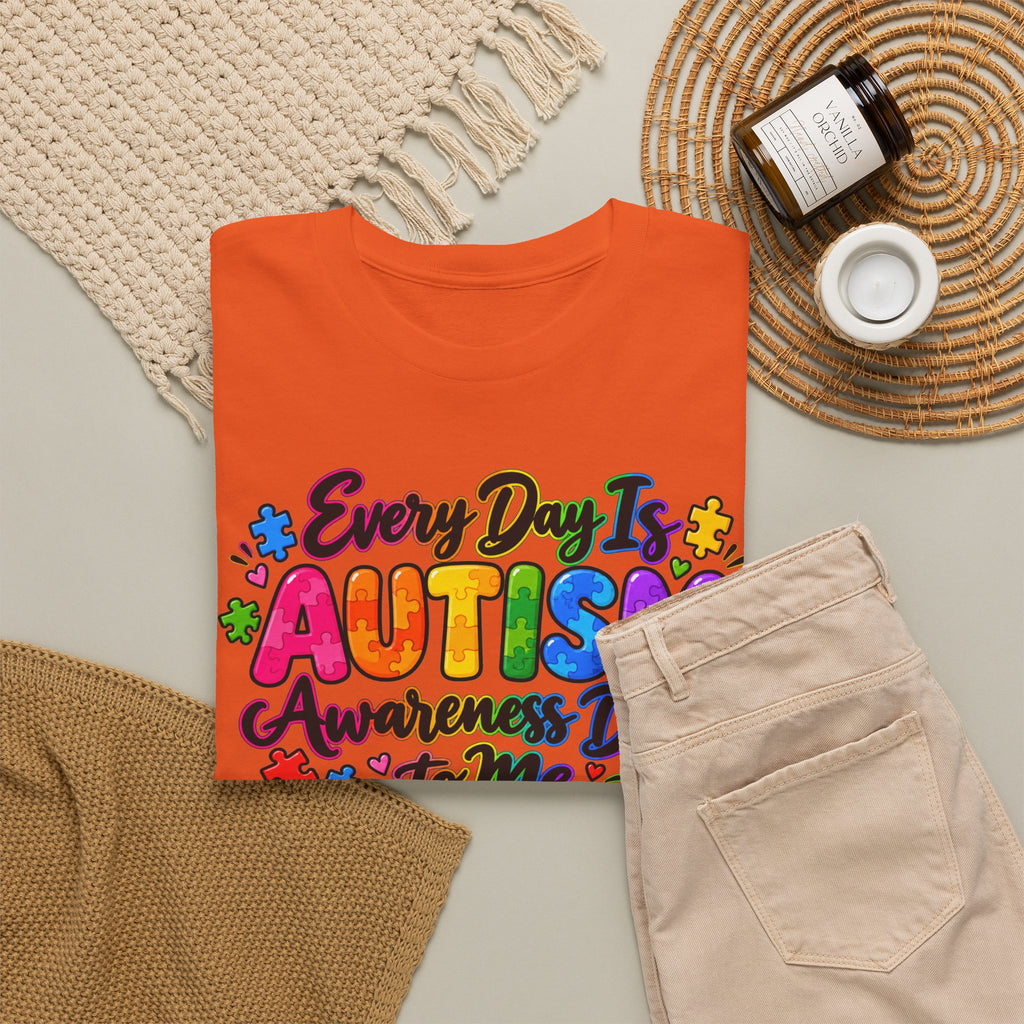 Autism Awareness T-Shirt — "Every Day Is Autism Awareness Day to Me" Colorful Puzzle Tee