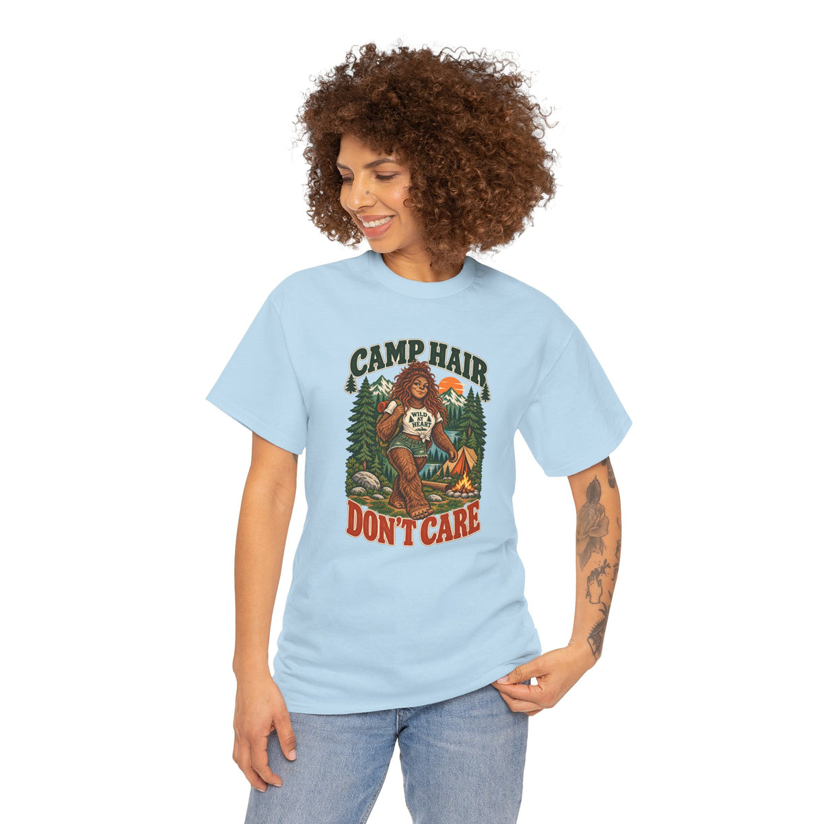 Camp Hair Don't Care T-Shirt — Retro Camping Graphic Tee