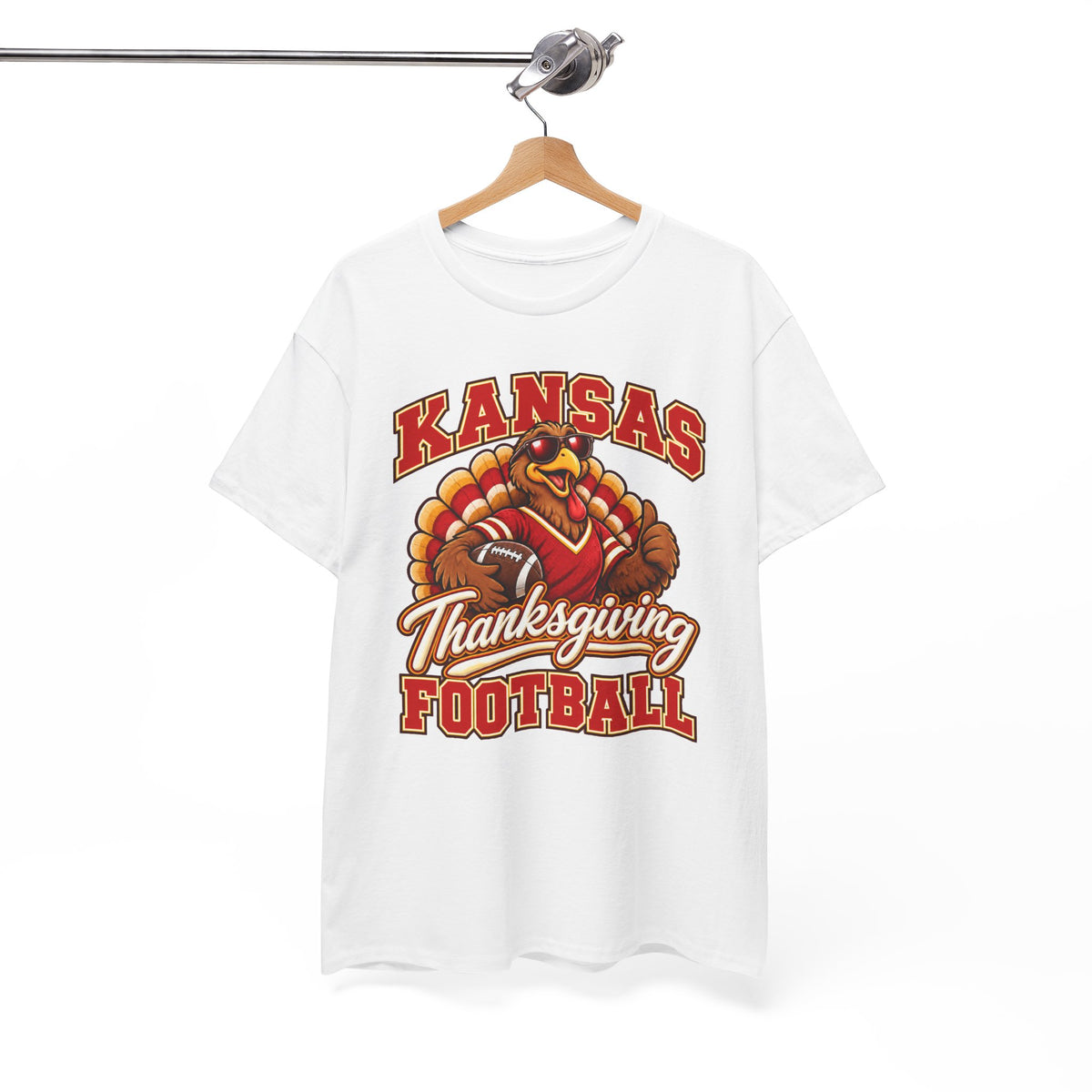 Kansas Thanksgiving Football T‑Shirt — Turkey Mascot Holiday Game Tee