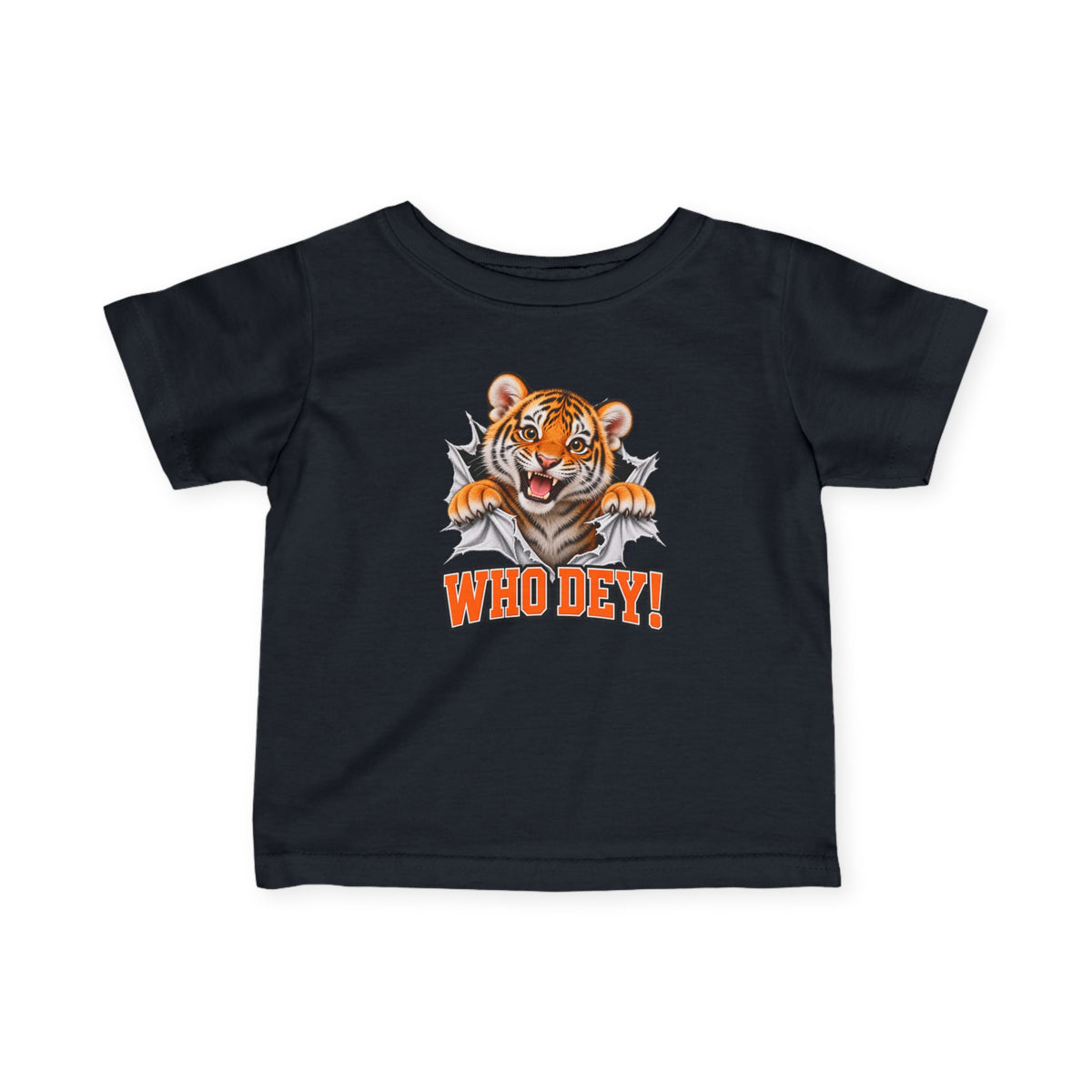 Infant Tee – Cute Tiger "WHO DEY!" Baby Football Fan Shirt