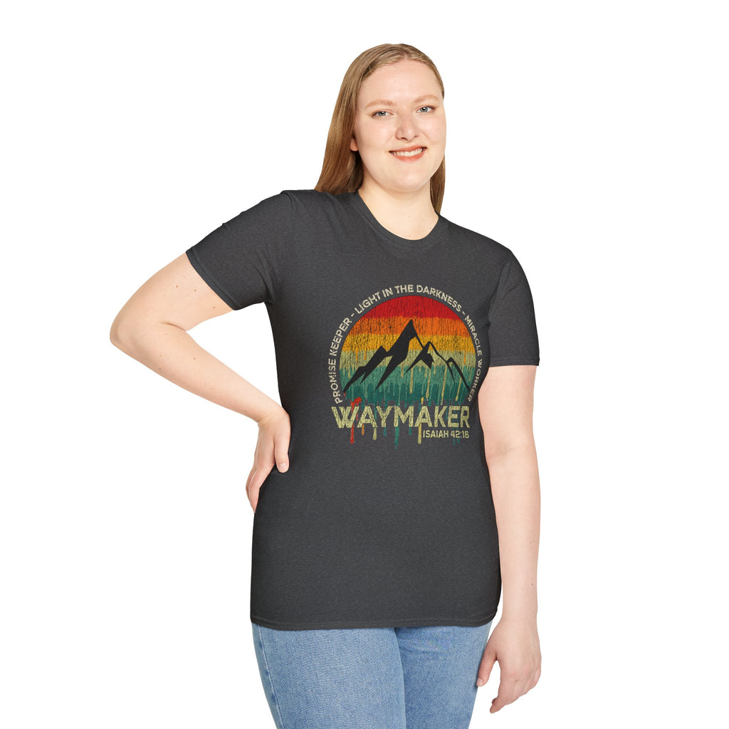 Waymaker Mountain T-Shirt — “Promise Keeper, Light in the Darkness” Christian Graphic Tee