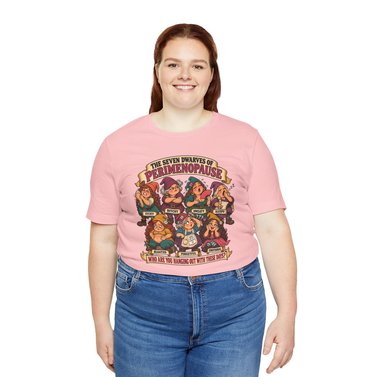 Perimenopause Tee — "The Seven Dwarves of Perimenopause" Funny Women’s Health Shirt