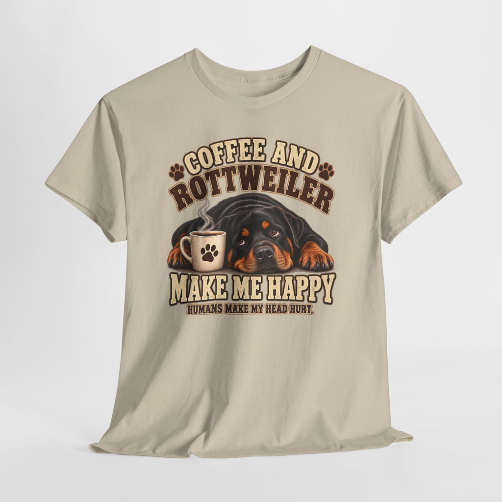 Coffee and Rottweiler Tee — "Coffee and Rottweiler Make Me Happy" Dog Lover Shirt