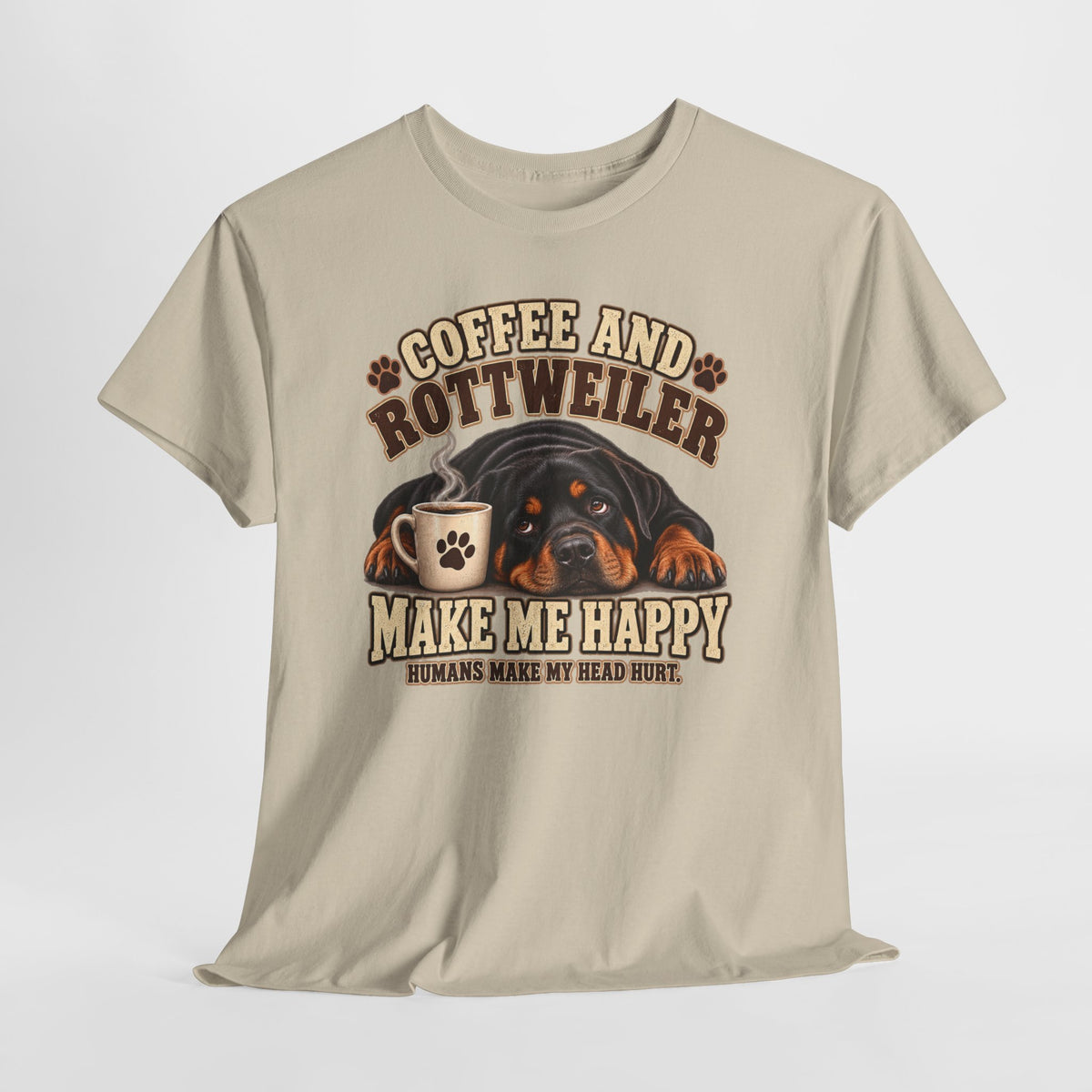 Coffee and Rottweiler Tee — "Coffee and Rottweiler Make Me Happy" Dog Lover Shirt