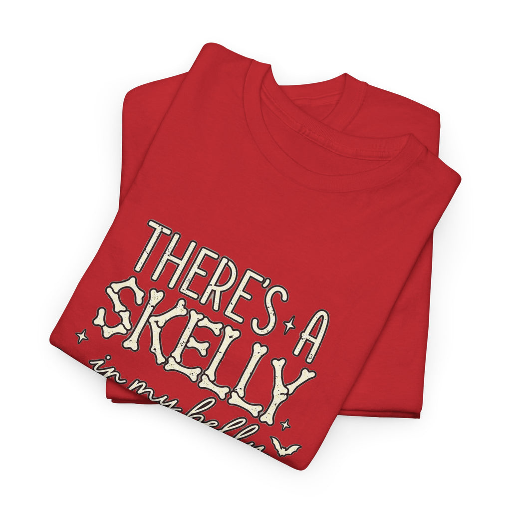 Skeleton Heart T‑Shirt — "There's a Skelly in My Belly" Cute Halloween Tee