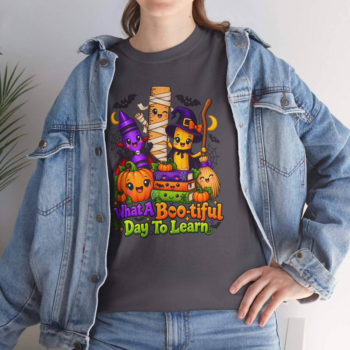 Halloween Teacher Tee — "What A Boo-tiful Day To Learn" Kids' Classroom Shirt