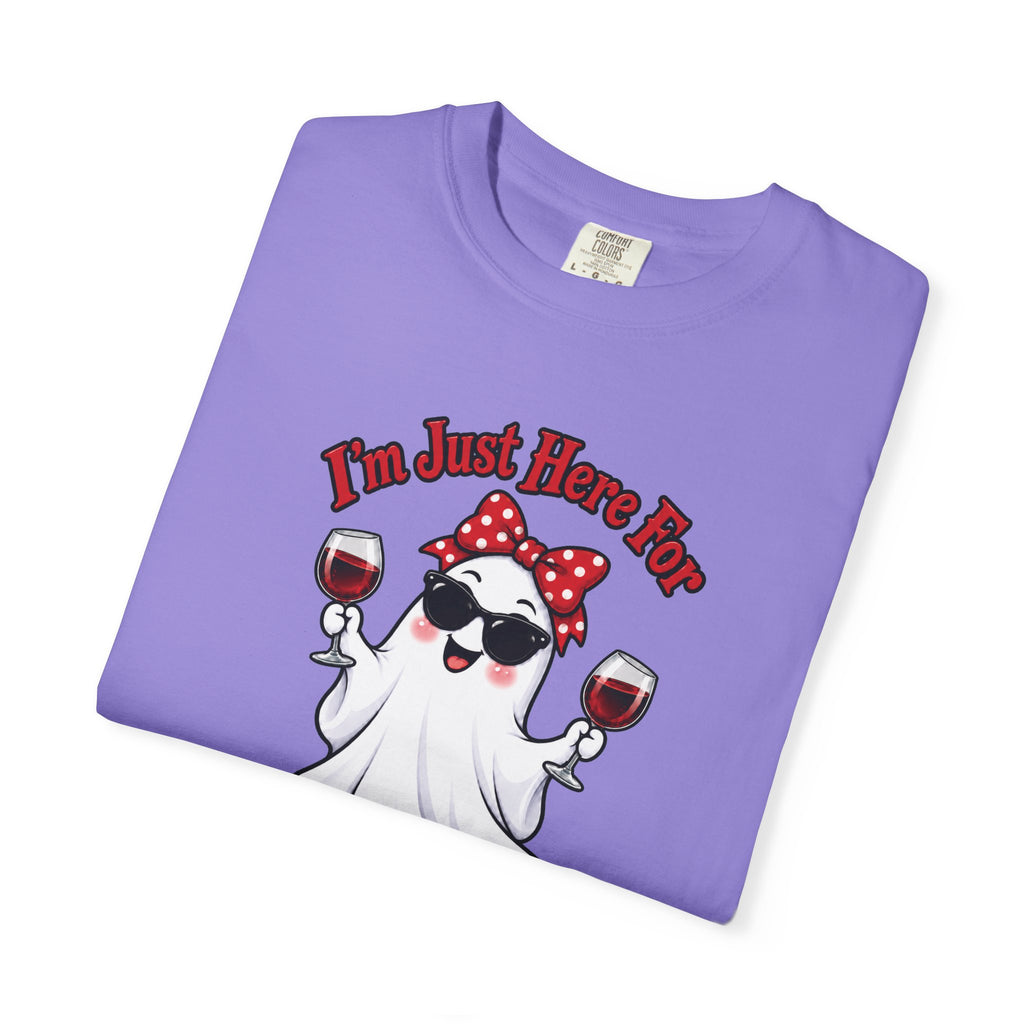 Wine Ghost T-Shirt — "I'm Just Here For The Spirits" Halloween Tee