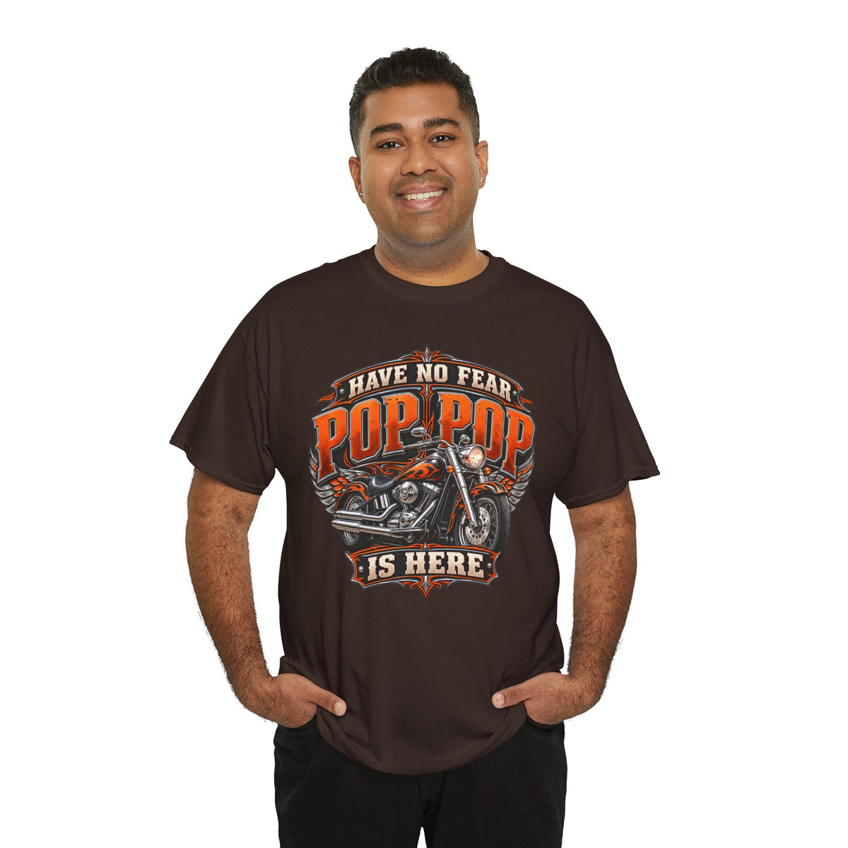 Pop Pop Is Here Motorcycle Dad T-Shirt