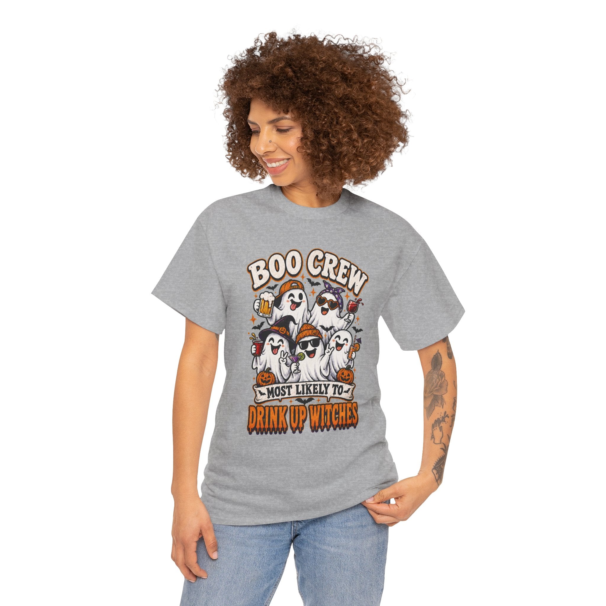 Boo Crew Halloween Tee — "Most Likely to Drink Up Witches" Ghost Party Shirt
