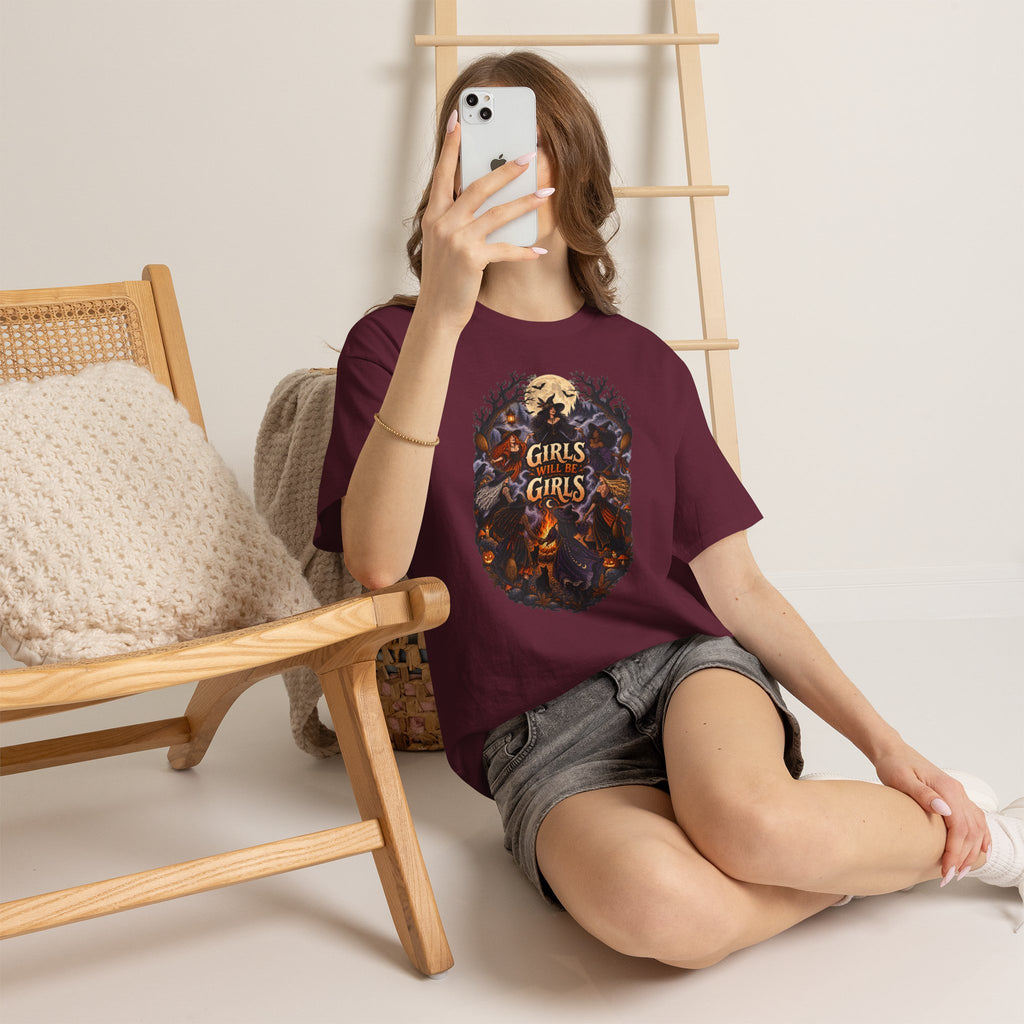 Girls Will Be Girls T-Shirt — Witchy Campfire Illustration Tee