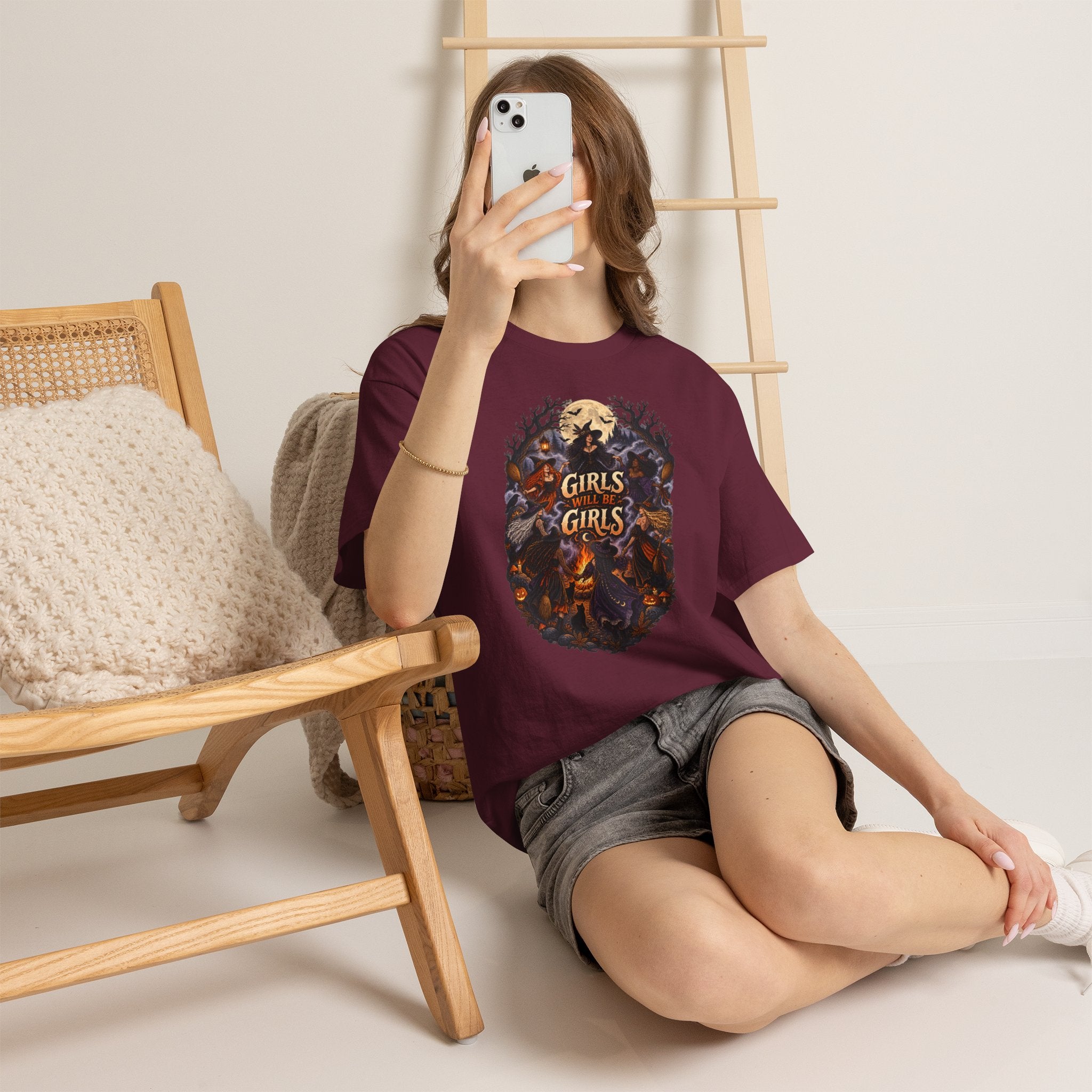 Girls Will Be Girls T-Shirt — Witchy Campfire Illustration Tee