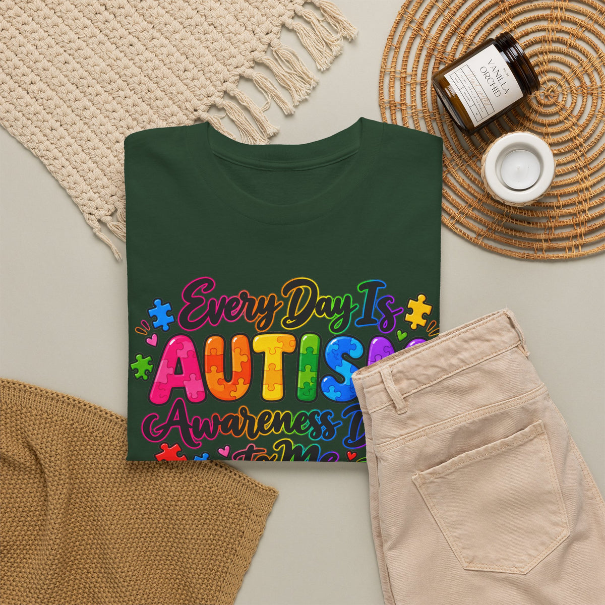 Autism Awareness T-Shirt — "Every Day Is Autism Awareness Day to Me" Colorful Puzzle Tee
