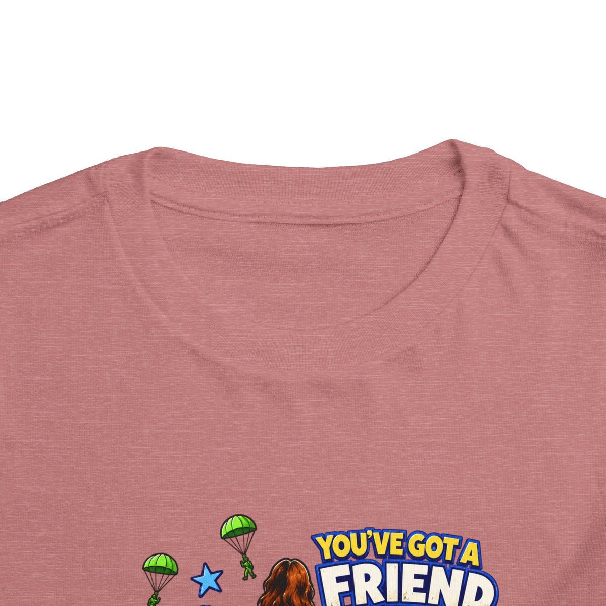 Toddler Tee — "You’ve Got a Friend in Him" Cartoon Faith & Toy Heroes Shirt