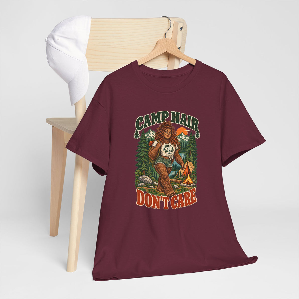 Camp Hair Don't Care T-Shirt — Retro Camping Graphic Tee