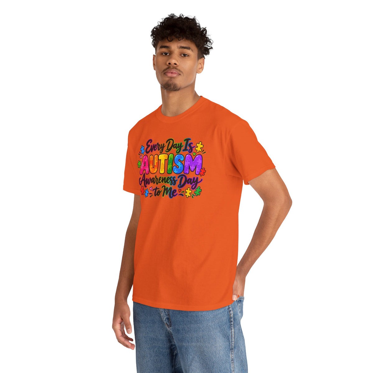 Autism Awareness T-Shirt — "Every Day Is Autism Awareness Day to Me" Colorful Puzzle Tee